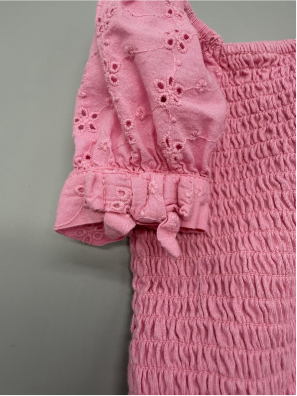 Rare Editions Girls 2T Pink Floral Ruffle Bow Short Sleeve Blouse 100% Cotton - Picture 3 of 5